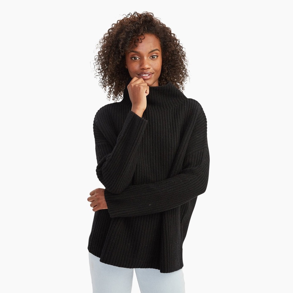 Naadam Wool Cashmere Oversized Ribbed Turtleneck